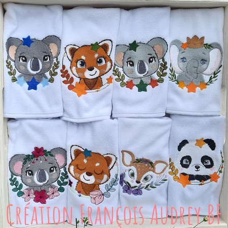 motif broderie machine animaux portraits fleuris